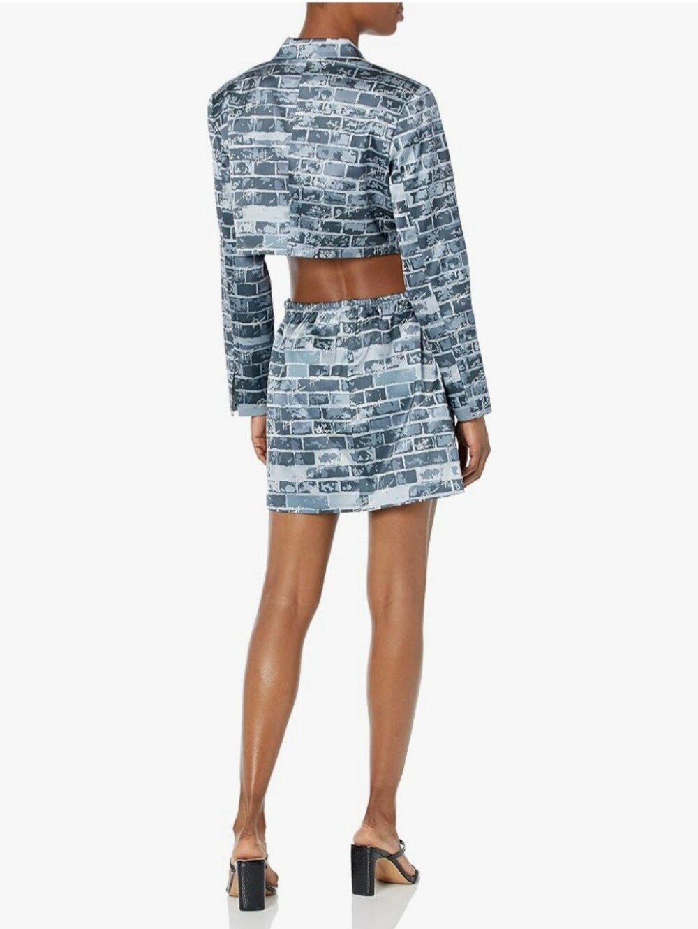 Printed Midi Dress in Slate Blue - Stylish Cropped Wrap - Picture 3 of 8